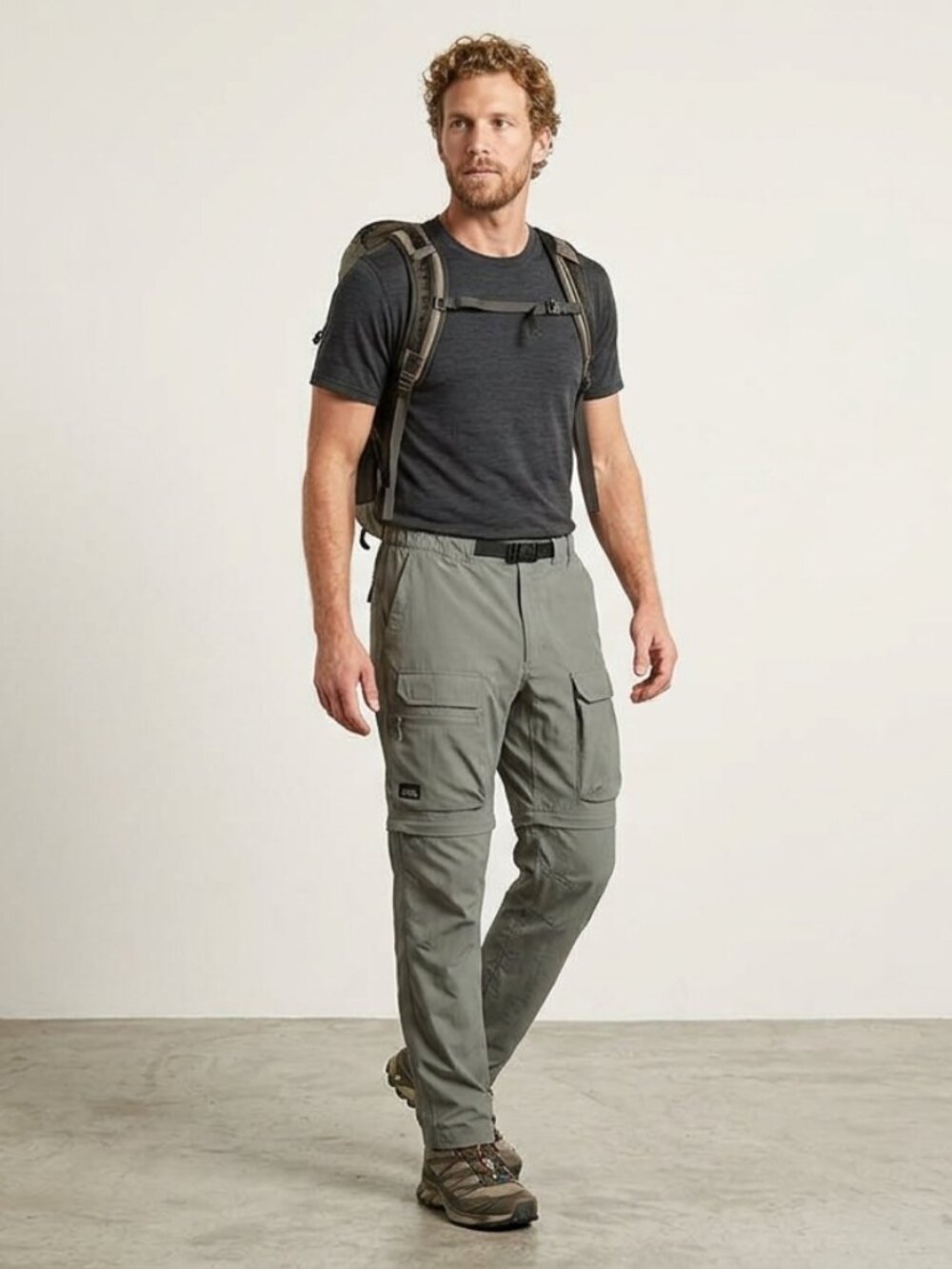 OUTERSPORT Vintage Slouchy Utility Cargo Convertible Pants Military Green Men M